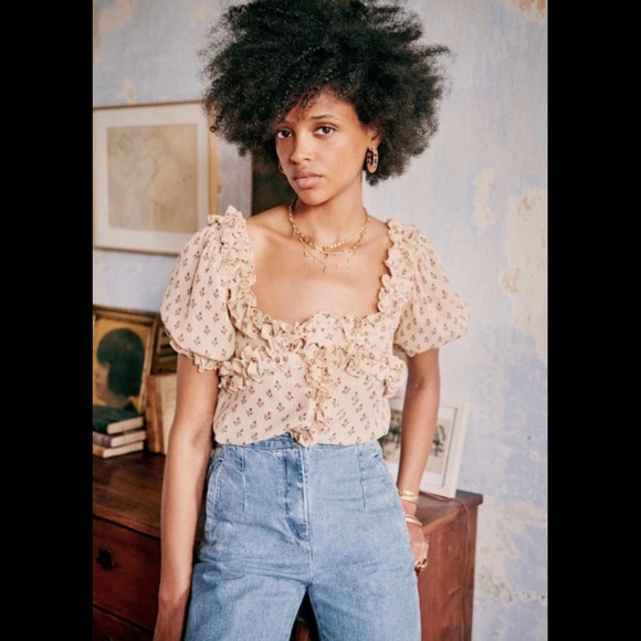 Sezane Wood Top In Tulips FR 42 / US 10 - Picture 4 of 4